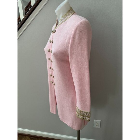 NWT St John Knit Pink Embellished blazer size 2 - Picture 4 of 11